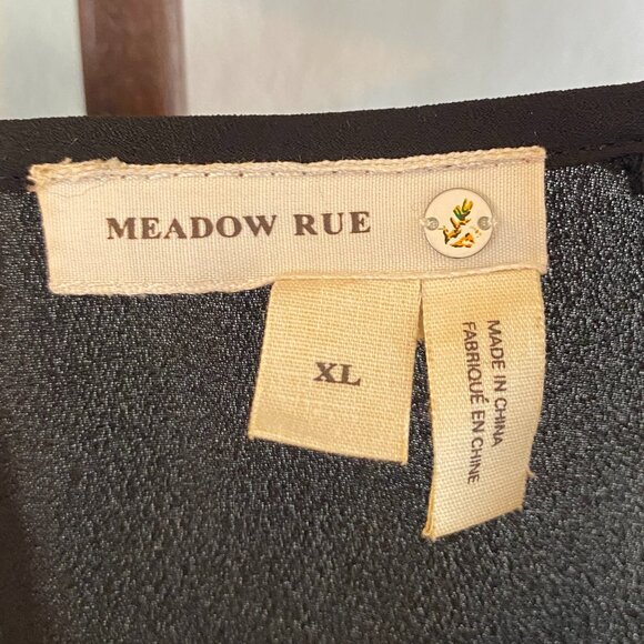 Anthropologie Meadow Rue top black lace sheer rounded hemline - Picture 3 of 8